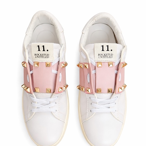 entino Rockstud Untitled Italian craftsmanship Sneakers White Pink Leather38 - Picture 1 of 8